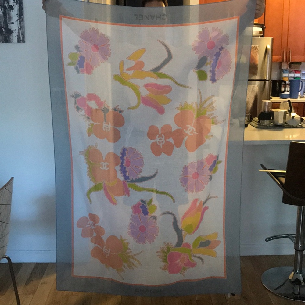 CHANEL pastel colored scarf